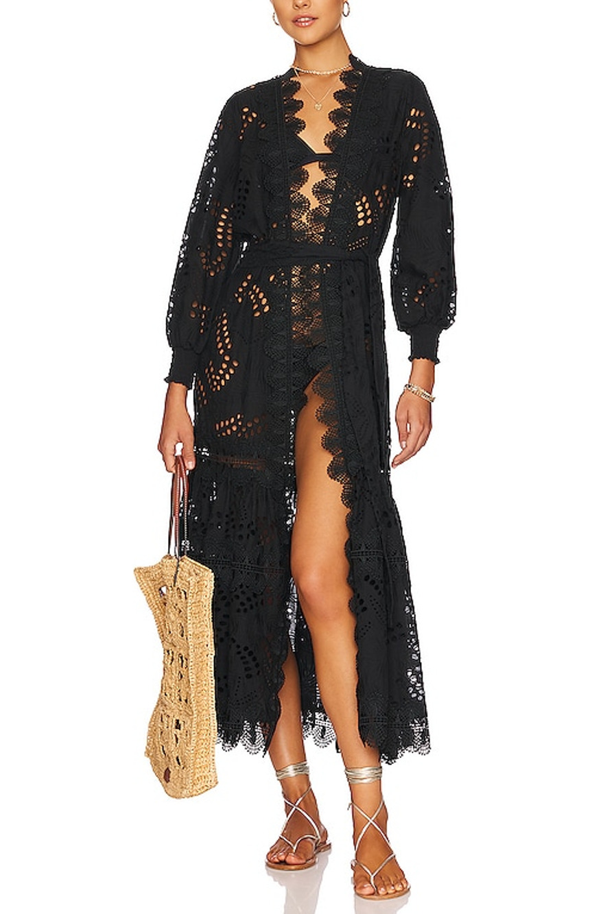 Waimari Eyelet Black Vistamar Robe Size XS